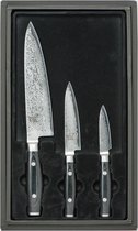 Ensemble de couteaux Yaxell Ran - Couteau de chef, petit couteau, couteau d'office - VG-10 Damask - 69 couches VG-10 Damask
