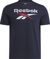 Reebok RI BIG STACKED LOGO TEE - Heren T-shirt - Navy - Maat M