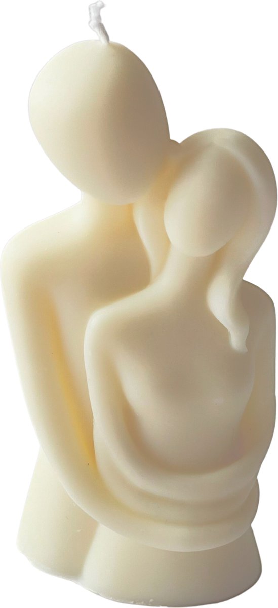 Figuurkaars-Knuffelend Koppel- Paar-Roomwit- Decoratieve Romantische Kaars- Roomwit