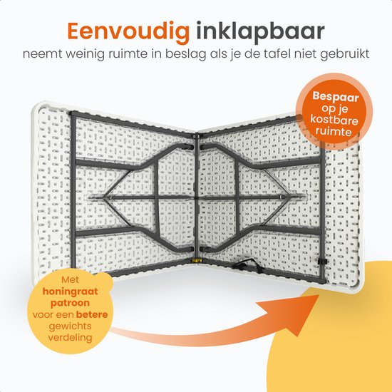 Goliving Inklapbare Tafel - Klaptafel - Campingtafel - Vouwtafel Buiten - Weerbestendig - 180 x 70 x 74 cm - Wit van Merkloos — afbeelding 2