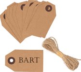 Rayher hobby Cadeau tags/labels - kraftpapier/karton - 100x stuks - aan jute touw - 7.5 x 4.5 cm
