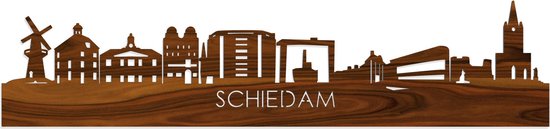 Skyline Schiedam Palissander hout - 80 cm - Woondecoratie - Wanddecoratie - Meer steden beschikbaar - Woonkamer idee - City Art - Steden kunst - Cadeau voor hem - Cadeau voor haar - Jubileum - Trouwerij - WoodWideCities