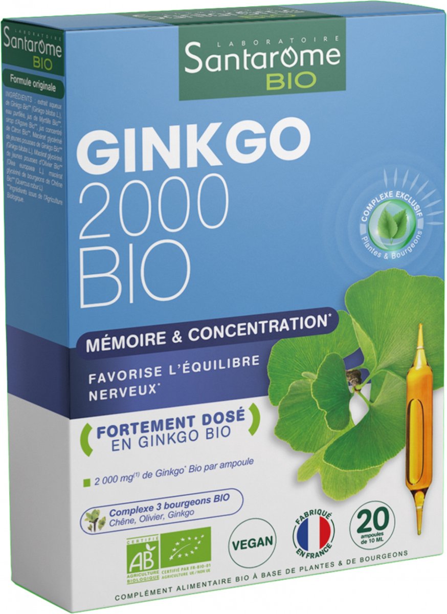 Goedkoopste Santarome Bio Ginkgo Bio 2000 20 Flacons