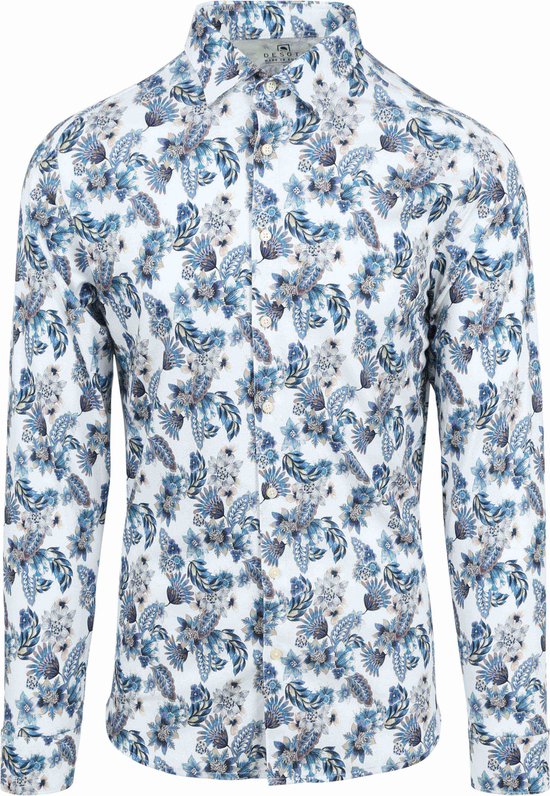 Desoto - Overhemd Kent Bloemen Blauw - Heren - Maat S - Slim-fit
