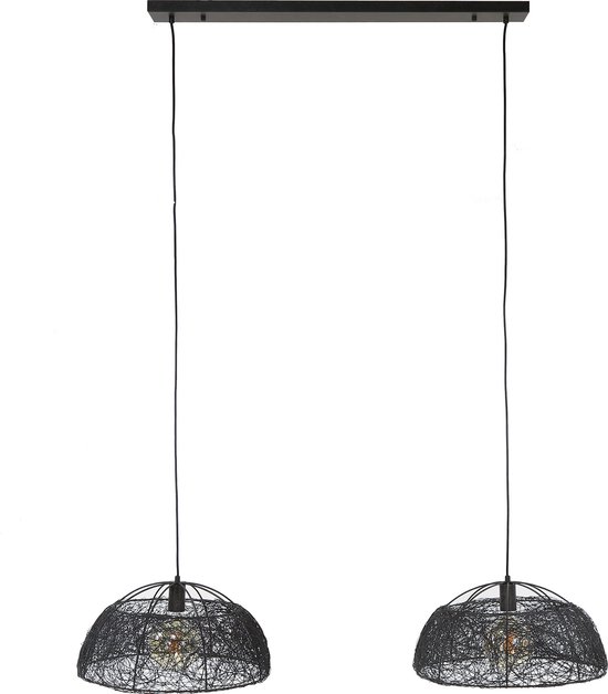 Hanglamp Artic Maze zwart | 2 lichts | Ø 45 cm | 125x45x150 cm | eettafel | modern industrieel design | verstelbare hoogte