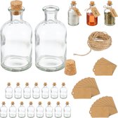 Relaxdays glazen flesjes met kurk - kruidenpotjes 125 ml - lege olieflesjes - decoratie - Pak van 20