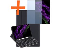 Hoes Geschikt voor Samsung Galaxy Tab S9 Ultra Hoes Toetsenbord Hoes Case Book Cover Hoesje Met Screenprotector - Hoesje Geschikt voor Samsung Tab S9 Ultra Keyboard Hoes - Zwart