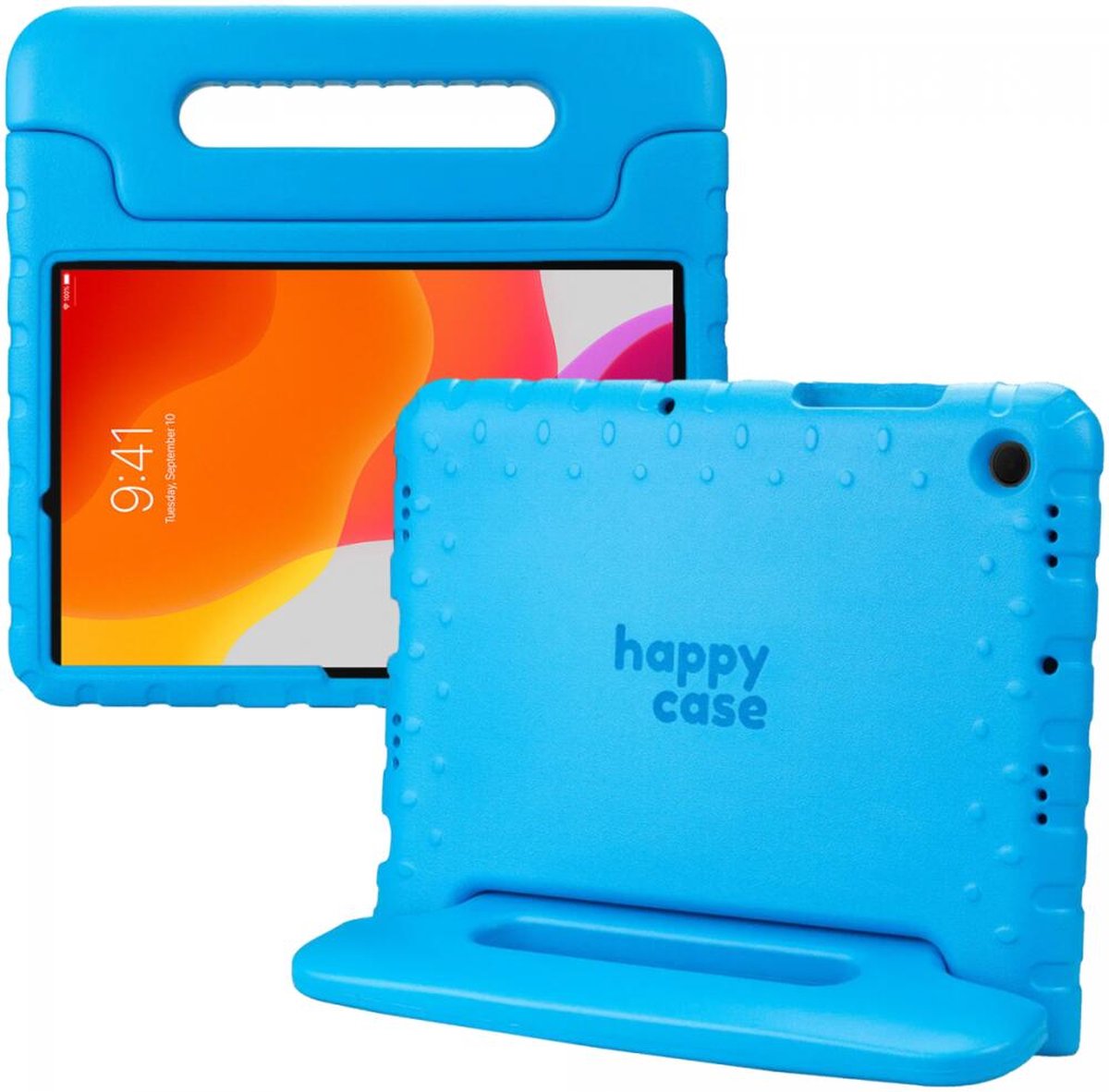 HappyCase Kinder Tablethoes Geschikt voor Apple iPad Air 10.5 (2019) | Kindvriendelijke Hoes | Beschemhoes | Kinderhoes | met Handvat en Standaard | Blauw