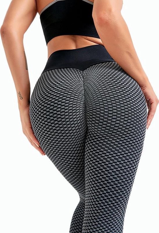 New Age Devi - XL Grijs/Zwarte TikTok Legging voor Dames met Butt Lifting - Perfecte TikTok Broek voor Yogapants