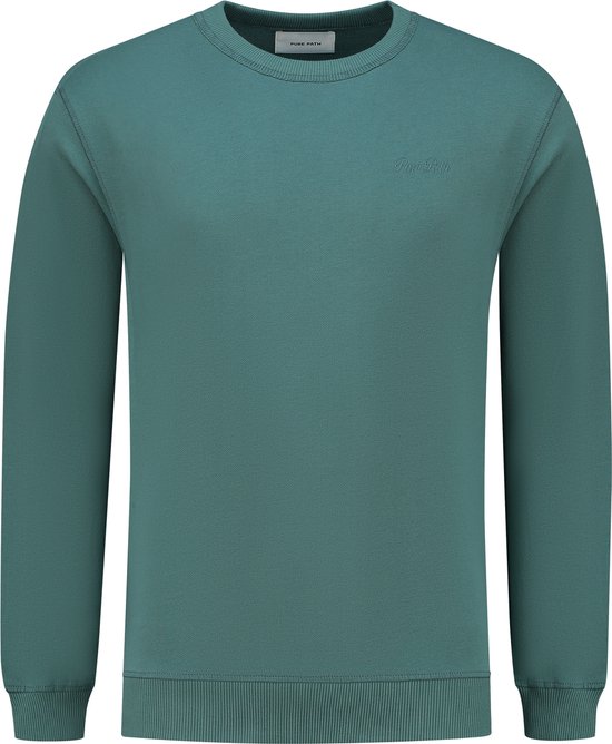 Purewhite - Heren Loose Fit Sweaters Crewneck LS - Faded Green - Maat L