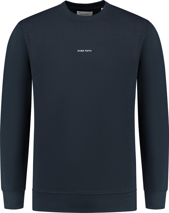 Purewhite - Heren Regular fit Sweaters Crewneck LS - Navy - Maat L