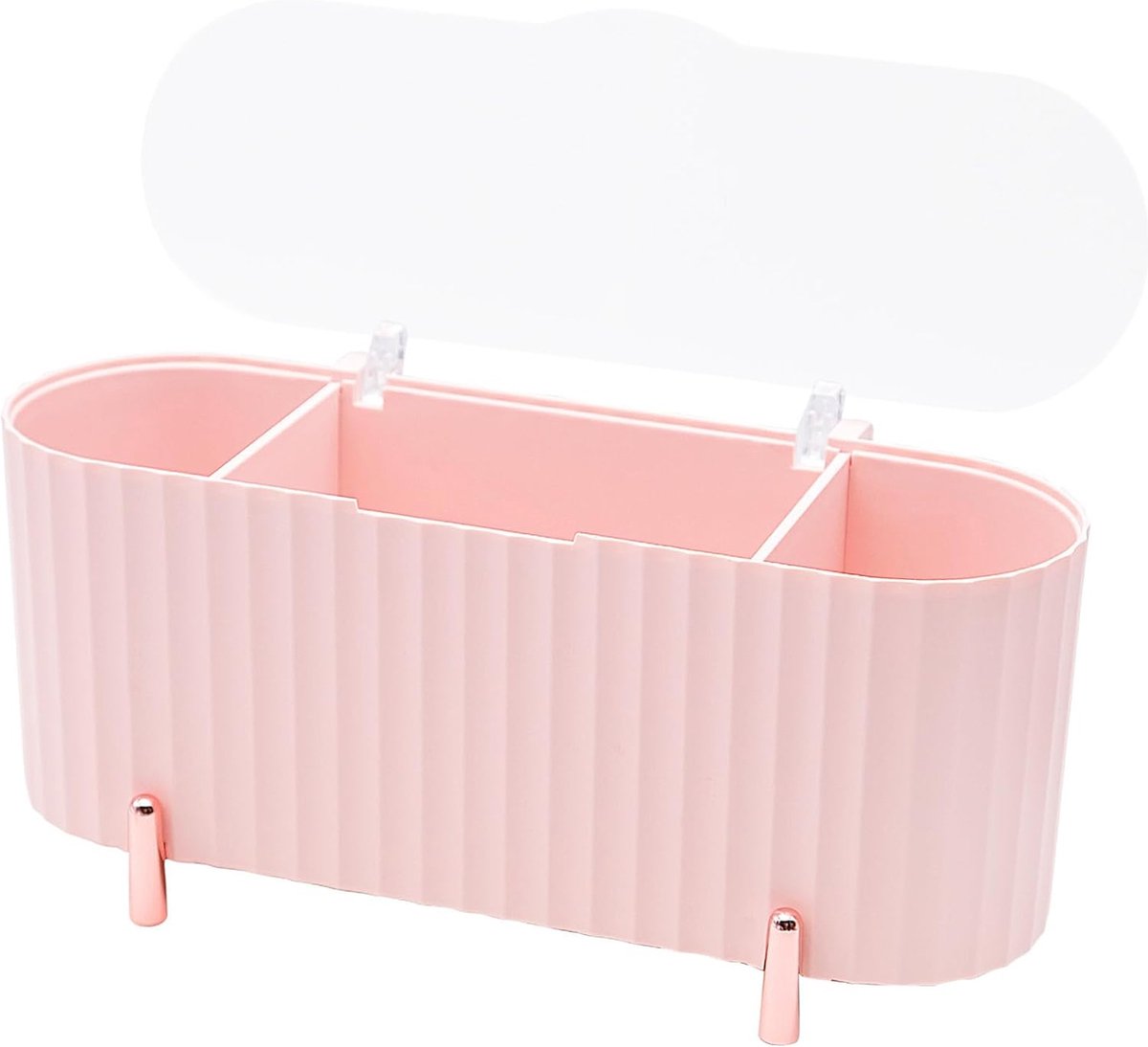 Goedkoopste wattenstaafjeshouder met deksel, kunststof katoenen knoppen, 3 vakken, make-up organizer, schoonheid, opslag, badkamer, jerrycan dispenser
