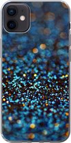 Geschikt voor iPhone 12 mini hoesje - Glitter - Blauw - Abstract - Design - Siliconen Telefoonhoesje
