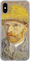 Geschikt voor iPhone Xs hoesje - Zelfportret met strohoed - Vincent van Gogh - Siliconen Telefoonhoesje