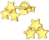 Joy|S - Zilveren ster oorbellen - 8 mm - 3 sterren oorknoppen - 14k goudplating
