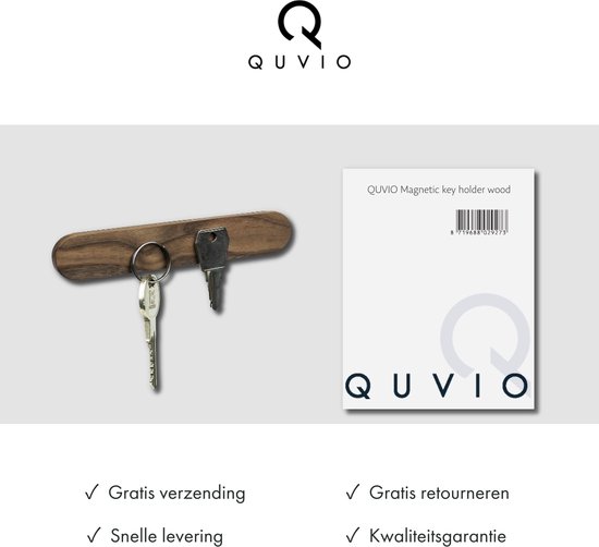 QUVIO Magnetisch sleutelrekje - Sleutelhouder - Sleutelbord - Sleutelrek - Sleutelkastje - Halaccessoire - Inclusief bevestigingsmateriaal - Hout - 15,5 x 2,5 x 1 cm - Bruin - QUVIO
