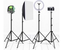Tripod Camera Statief 2m hoog voor Fotocamera en Smartphone - Canon – Nikon - Spiegelreflexcamera + Bluetooth Remote Shutter Zwart HiCHiCO®