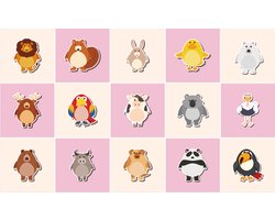 Plaktegels - Zelfklevende Tegels - 15x15 cm - Ulticool - Decoratie Sticker Tegels - Schattige Cute Dieren Kinderkamer Baby Peuter Kind - 15 stuks - Tegelstickers - Meubel Stickers Muurstickers Woonkamer Kinderkamer - Lente Binnen - Badkamer - Keuken