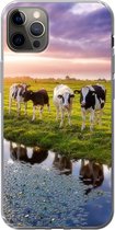Geschikt voor iPhone 12 Pro Max hoesje - Koeien tijdens een zonsondergang - Siliconen Telefoonhoesje