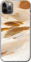 Geschikt voor iPhone 13 Pro Max hoesje - Verf - Beige - Wit - Siliconen Telefoonhoesje