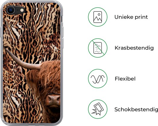 Coque iPhone 7 - Highlander écossais - Vache - Imprimé panthère - Siliconen