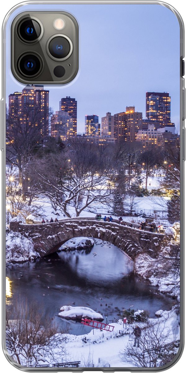 Telefoonhoesje Geschikt voor iPhone 12 Pro Max hoesje - New York - Central Park - Winter - Siliconen Telefoonhoesje Telefoonhoesje