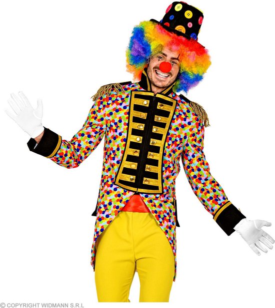 Widmann - Clown & Nar Kostuum - Confetti Feest Clown Slipjas Man - Multicolor - XL - Carnavalskleding - Verkleedkleding