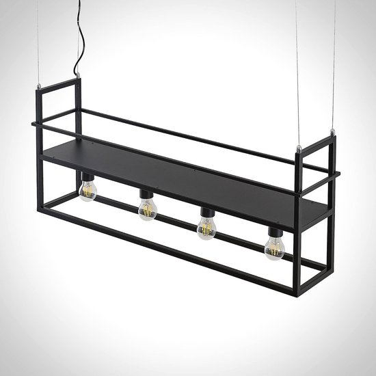 Lindby - hanglamp - 4 lichts - Staal - H: 41 cm - E27 - zwart mat