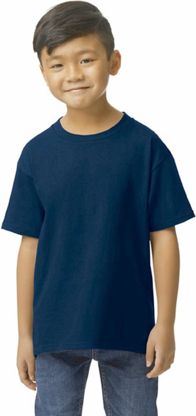 T-shirt Kind 9/11 years (L) Gildan Ronde hals Korte mouw Navy 100% Katoen