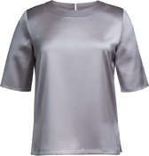 Blouse Dames 40 EU (12 UK) Brook Taverner Ronde hals Korte mouw Grey 97% Polyester, 3% Elasthan