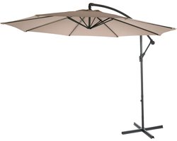 Acerra zweefparasol, parasol, Ø 3m kantelbaar, polyester/staal 11kg ~ zand-beige zonder voet