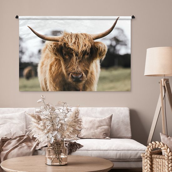 Tapisserie Scottish Highlanders - Scottish Highlander de près Tapisserie coton 120x80 cm - Tapisserie avec photo
