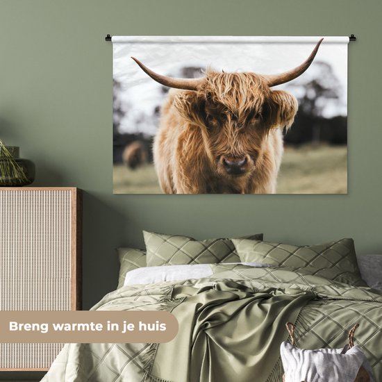 Tapisserie Scottish Highlanders - Scottish Highlander de près Tapisserie coton 120x80 cm - Tapisserie avec photo