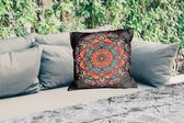 Buitenkussen Weerbestendig - Mandala - Bloemen - Hippie - Boho - Oranje - 50x50 cm