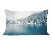 Sierkussens - Kussentjes Woonkamer - 50x30 cm - Winter - Water - Sneeuw - Kerstversiering - Kerstdecoratie voor binnen - Woonkamer