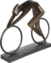 decoratieve sculptuur racer fiets rijder van poly - bronskleurig zwart metalen basis - breedte 36 cm