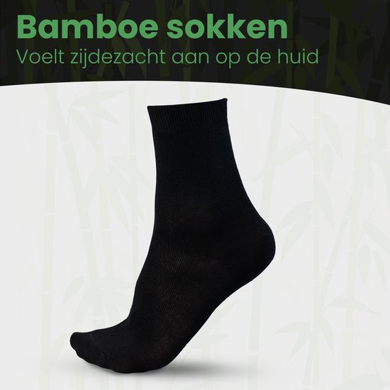 Bamboe Sokken - 6 Paar - Sokken - Maat 38-43 - Sokken Dames - Sokken Heren - Comfortabel - Zwart - Saaf