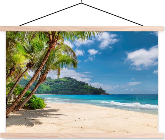 Posterhanger incl. Poster - Schoolplaat - Strand - Zee - Eiland - Vakantie - 150x100 cm - Blanke latten