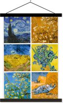 Posterhanger incl. Poster 60x90 cm - Schoolplaat - Van Gogh - Collage - Sterrennacht - Textielposter - Zwarte latten