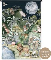 Tapisserie - Tapisserie - Enfants - Jungle - Nature - Animaux - Plantes - 120x180 cm - Tapisserie