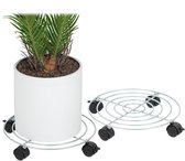 Relaxdays plantentrolley - set van 2 - Ø 32 cm - planten onderzetter - wielen - max. 30 kg