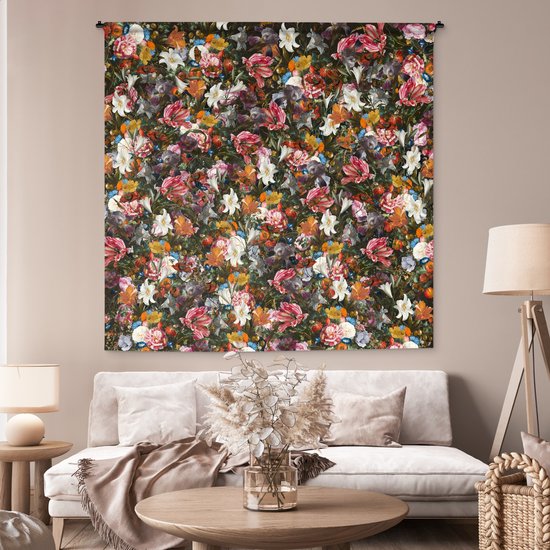 Tapisserie - Fleurs - Arc-en-ciel - Art - Maîtres anciens - Tapisserie - Tapisserie - Katoen - Décoration de la maison - 180x180 cm - Chambre à coucher - Tissu mural - Tapisserie murale - Décoration murale - Tapisseries