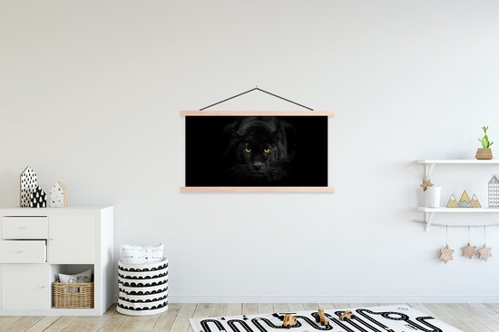 Porte-affiche avec affiche - Affiche scolaire - Léopard - Yeux - Zwart - 150x75 cm - Lattes transparentes