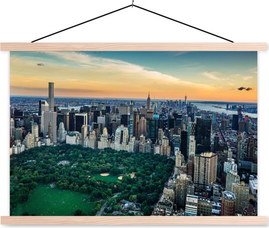 Foto: Posterhanger incl poster schoolplaat new york central park amerika 120x80 cm blanke latten