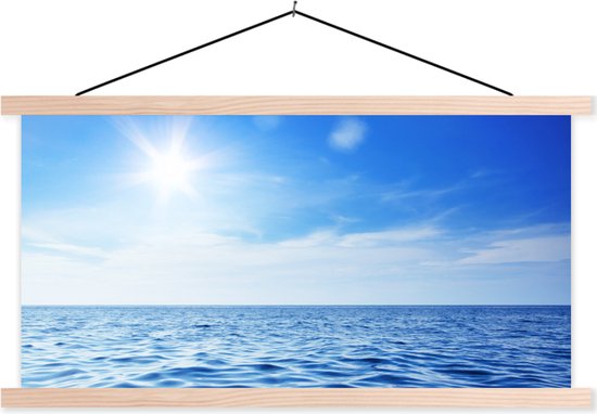Porte-affiche avec affiche - Affiche scolaire - Mer - Soleil - Ciel - 120x60 cm - lattes vierges