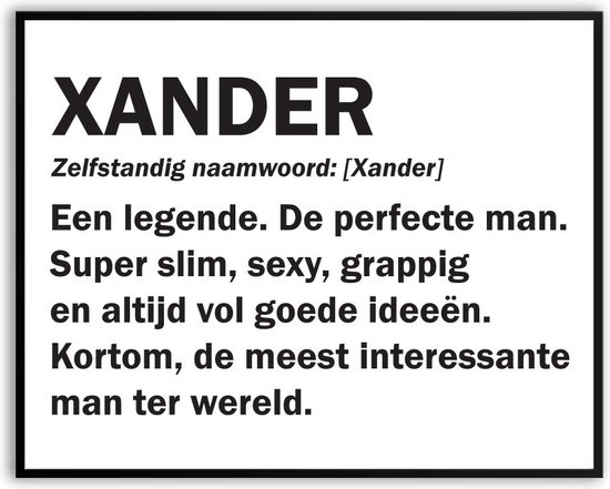 Xander Woordenboek Fotolijst met glas 50 x 70 cm - Prachtige kwaliteit - jarig - verjaardag - kado - Canvas - incl ophangsysteem - Poster - Grappig - cadeau
