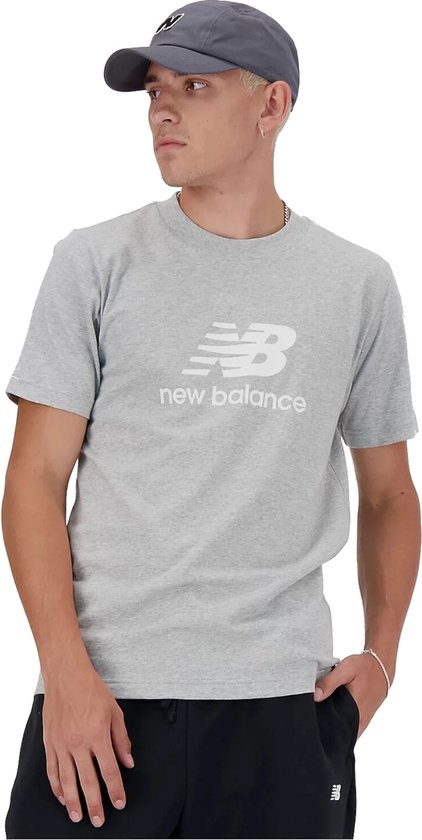 New Balance Stacked Logo T-Shirt Heren T-shirt - ATHLETIC Grijs - Maat XL