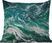Sierkussen Buiten - Oceaan - Water - Zee - Luxe - Groen - Turquoise - 60x60 cm - Weerbestendig