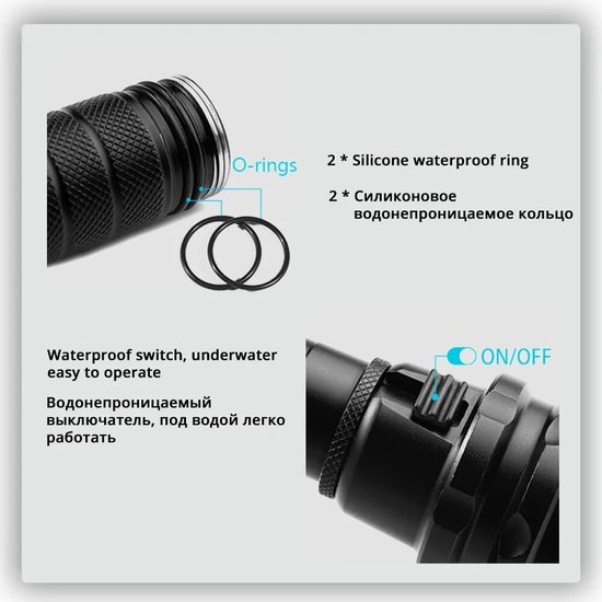 Dive Light 5000LM Magnetic Switch Diving Flashlight Portable 100 Meters IPX8 Wat
