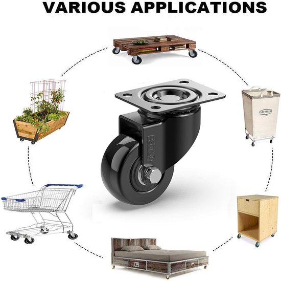 Roues pivotantes Jeu de 4, Mini Self-Adhesive Caster Wheels